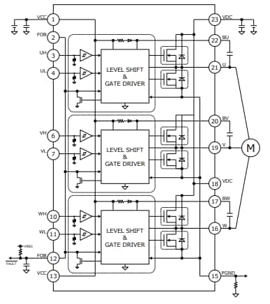 Schéma de principe - ROHM Semiconductor Pilotes de moteur de ventilateur triphasé BM624xFS